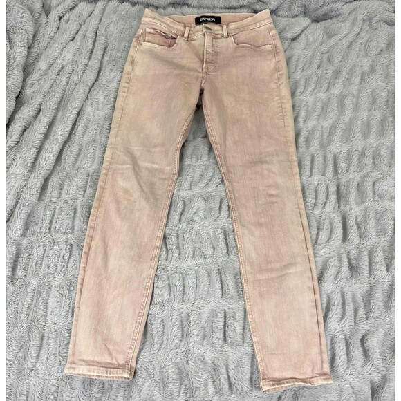 Express Denim - Express Jeans Women 6R High Rise Ankle Legging Skinny Stretch Denim Pink Pastel